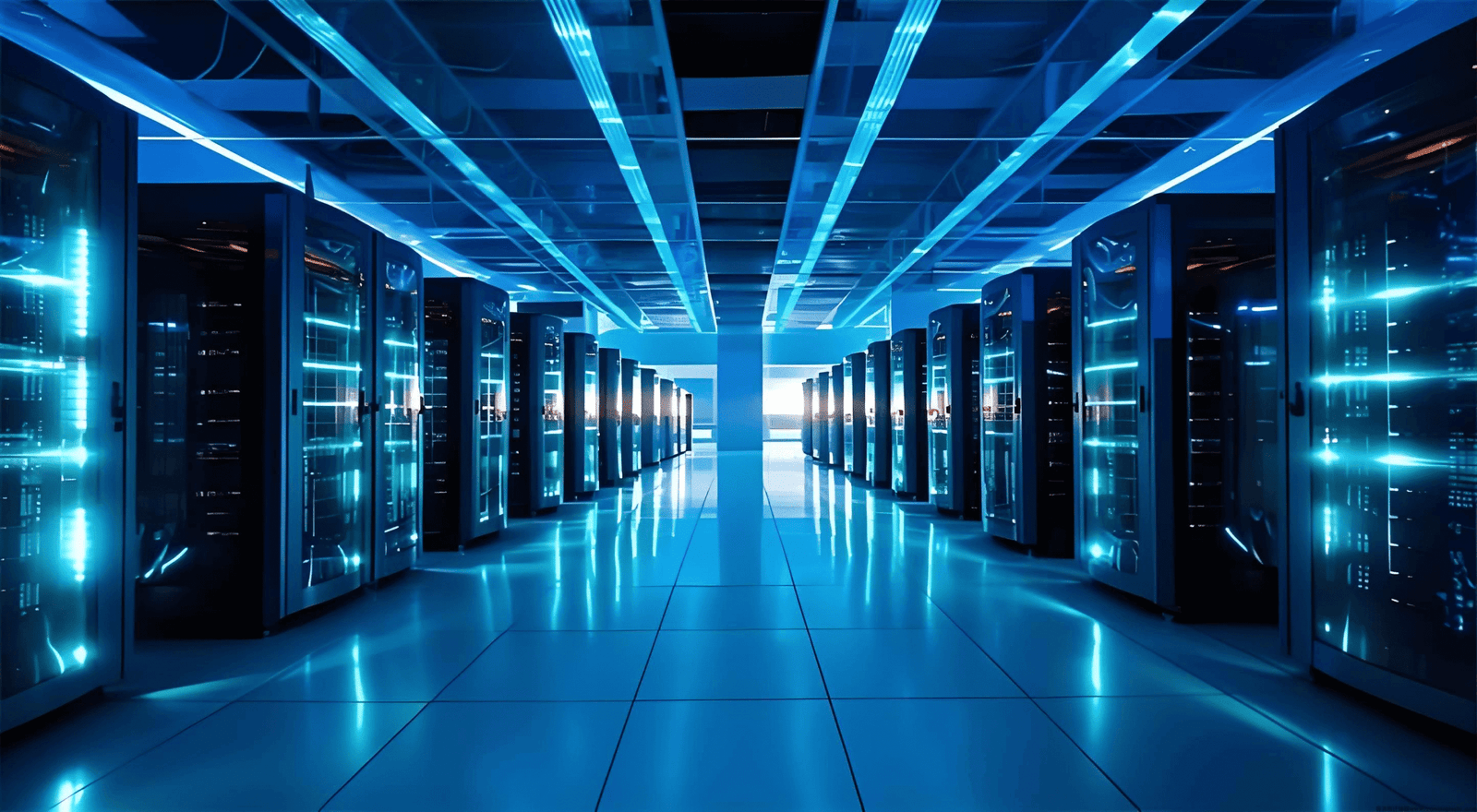 Precision air conditioning units in a data center server room with hot-aisle containment