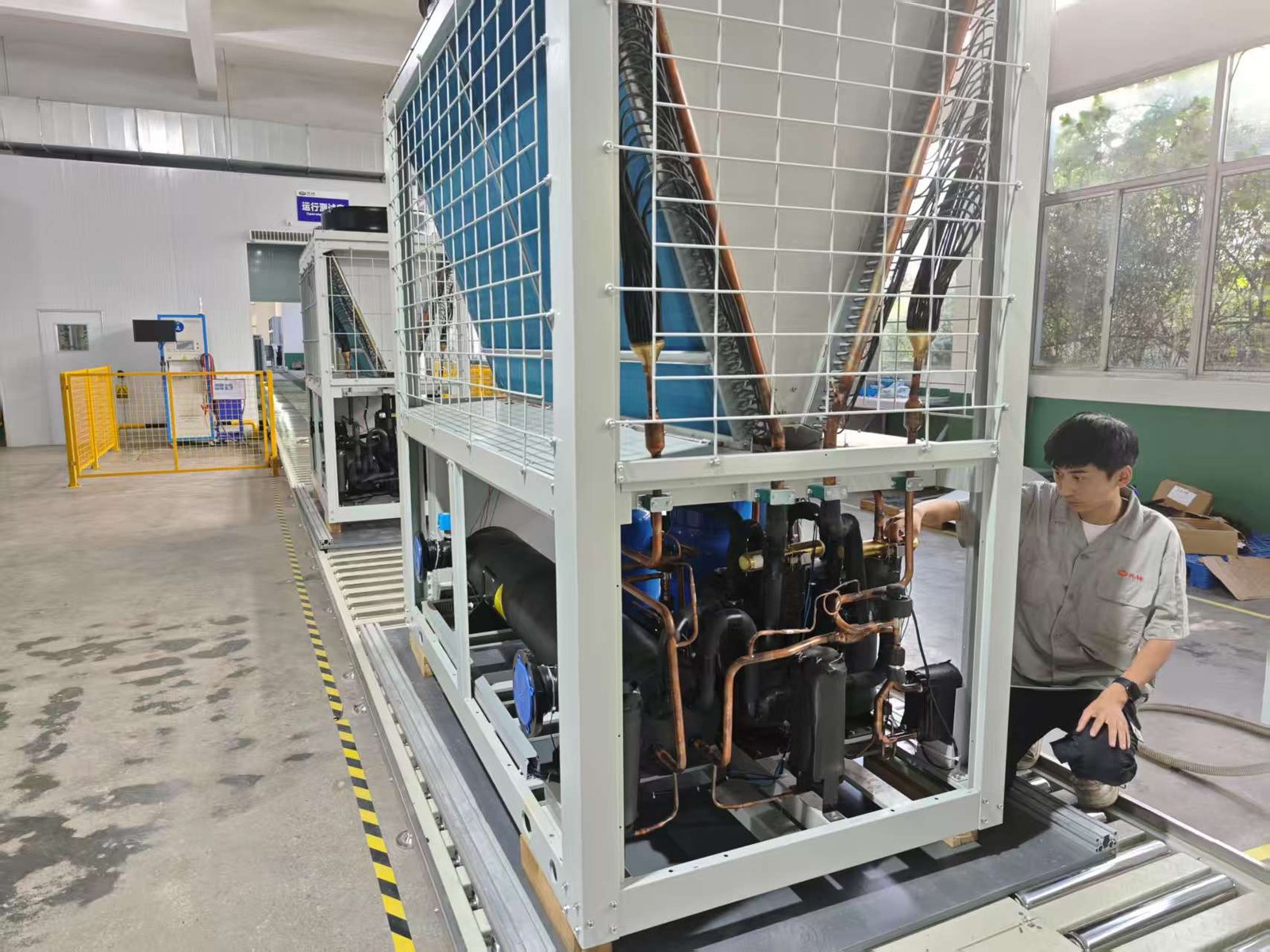 Container port with shipping logistics for global HVAC equipment delivery