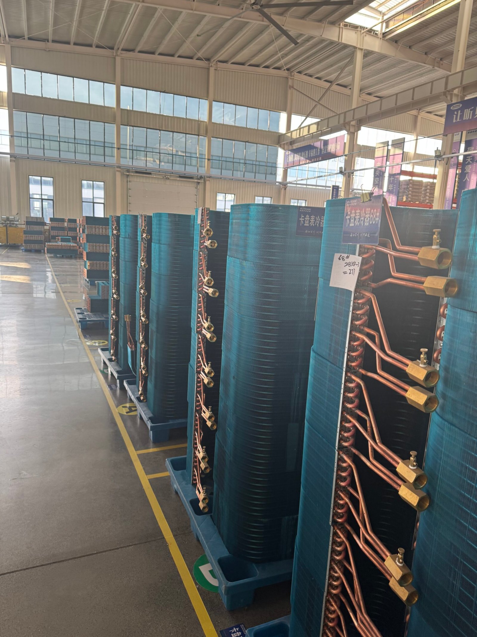 Modern manufacturing facility with quality control inspection