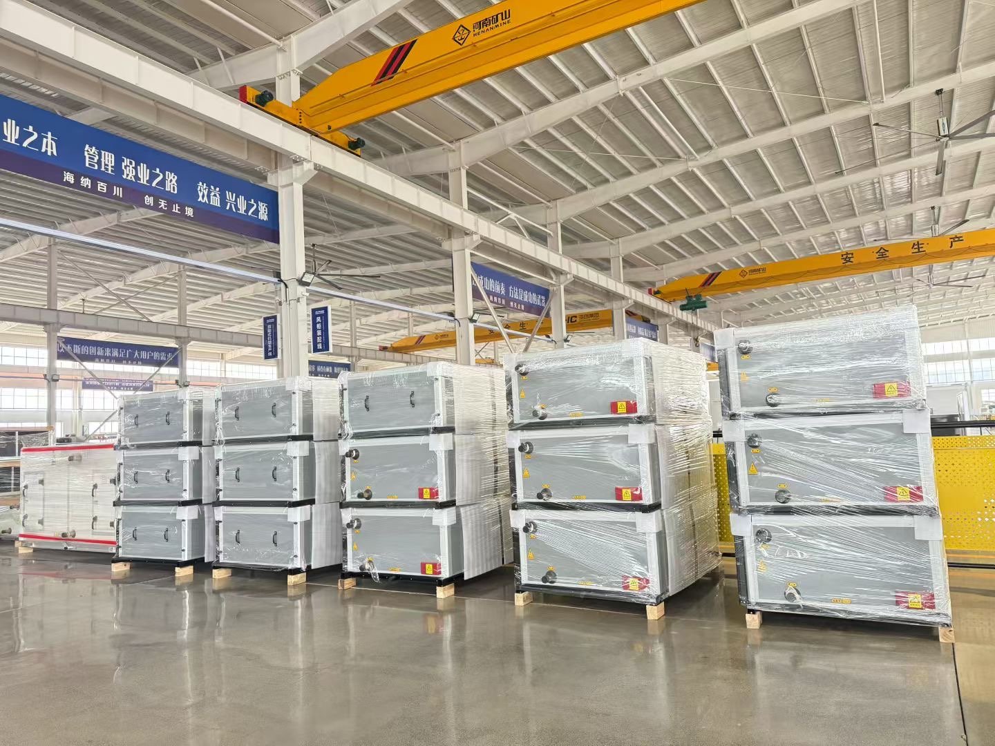Military logistics warehouse with controlled storage environment